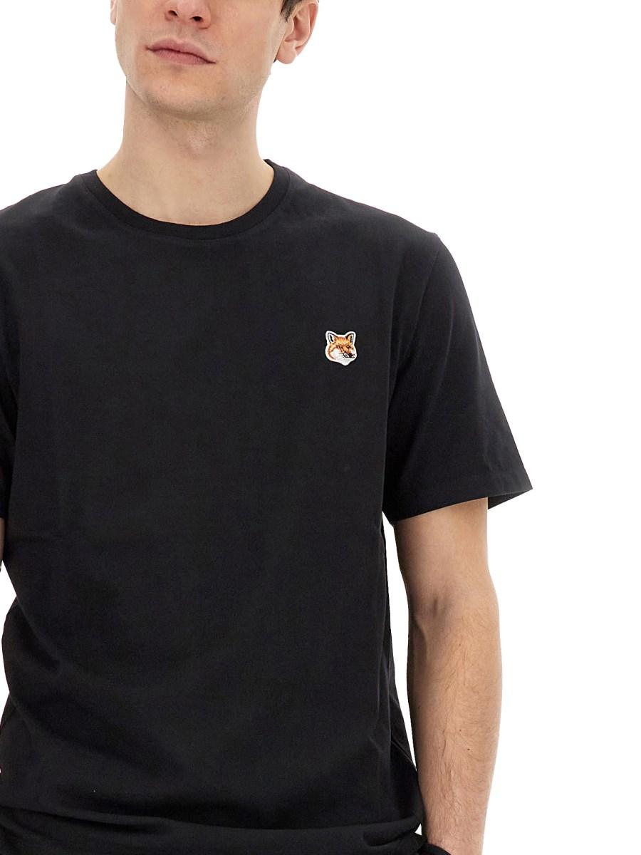 MAISON KITSUNÉ T-SHIRT IN JERSEY DI COTONE CON PATCH FOX
