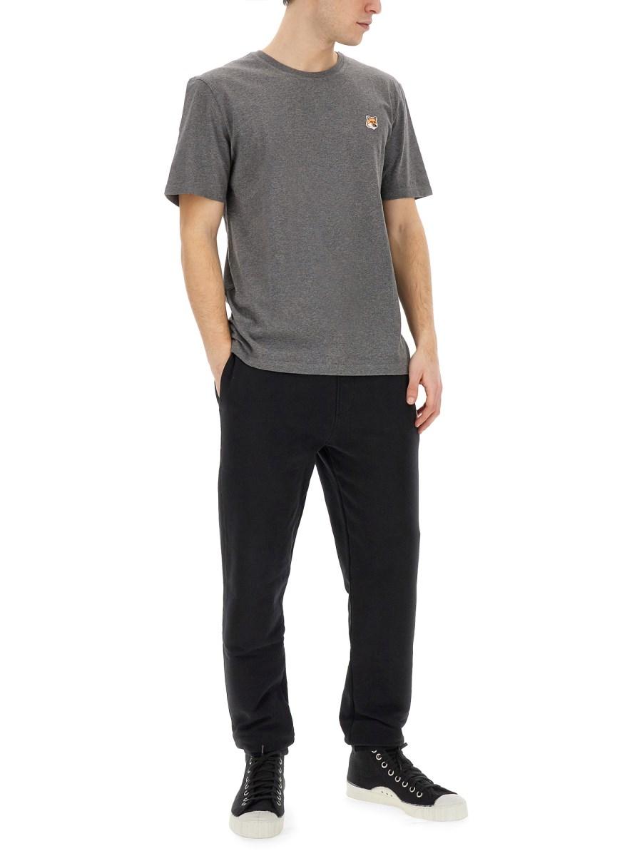 MAISON KITSUNÉ T-SHIRT IN JERSEY DI COTONE CON PATCH FOX