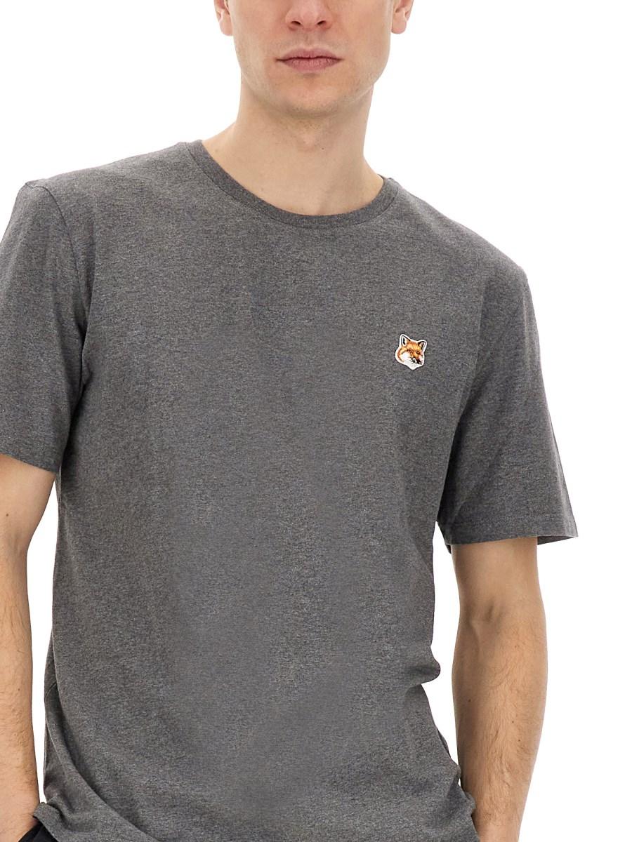 MAISON KITSUNÉ T-SHIRT IN JERSEY DI COTONE CON PATCH FOX