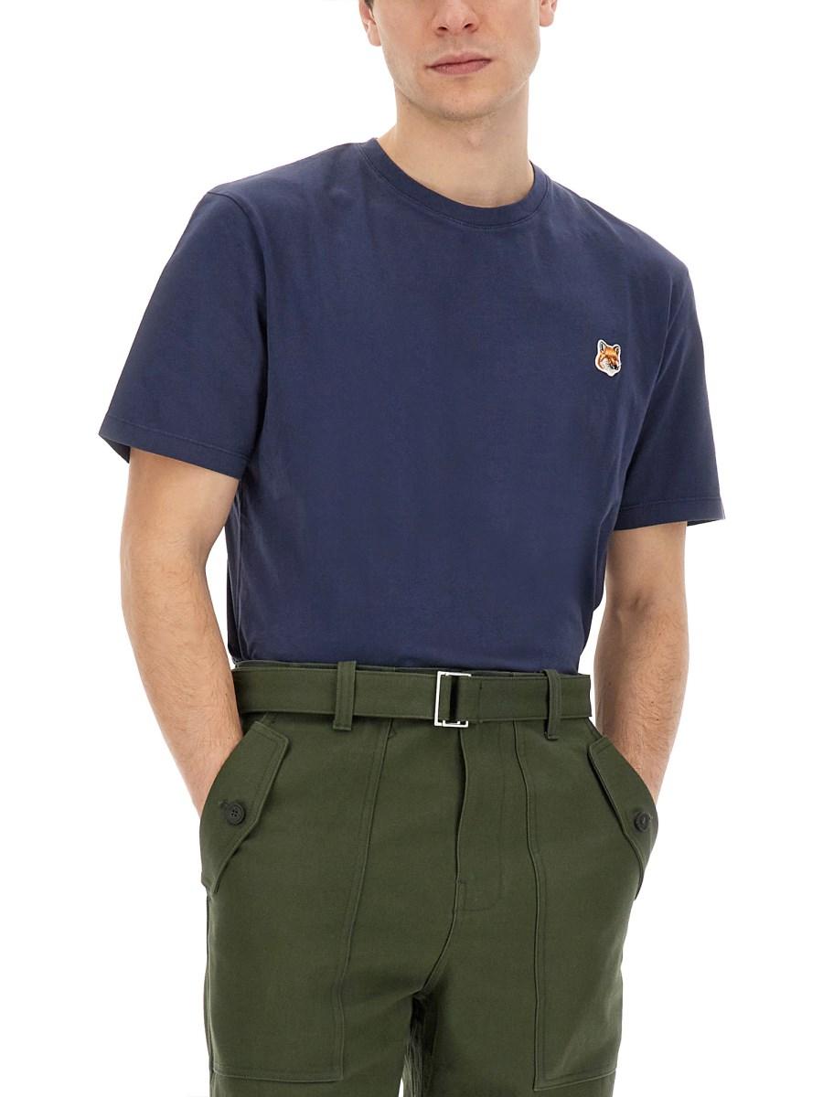 MAISON KITSUNÉ T-SHIRT IN JERSEY DI COTONE CON PATCH FOX