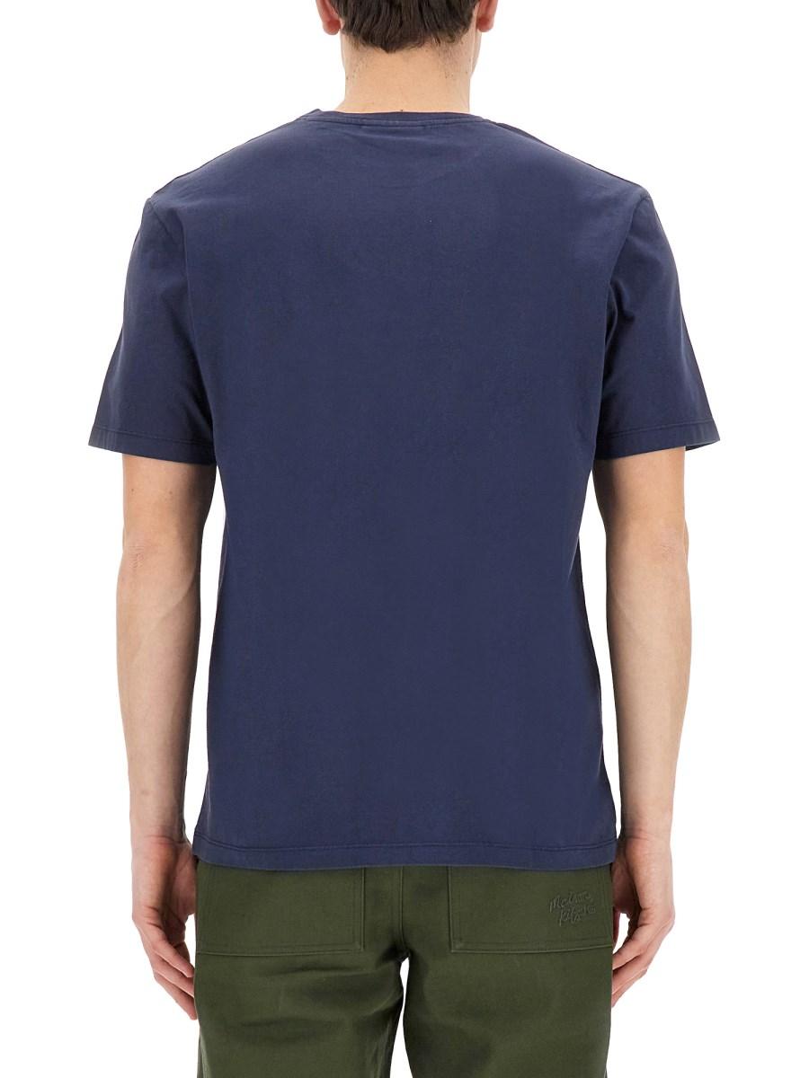 MAISON KITSUNÉ T-SHIRT IN JERSEY DI COTONE CON PATCH FOX