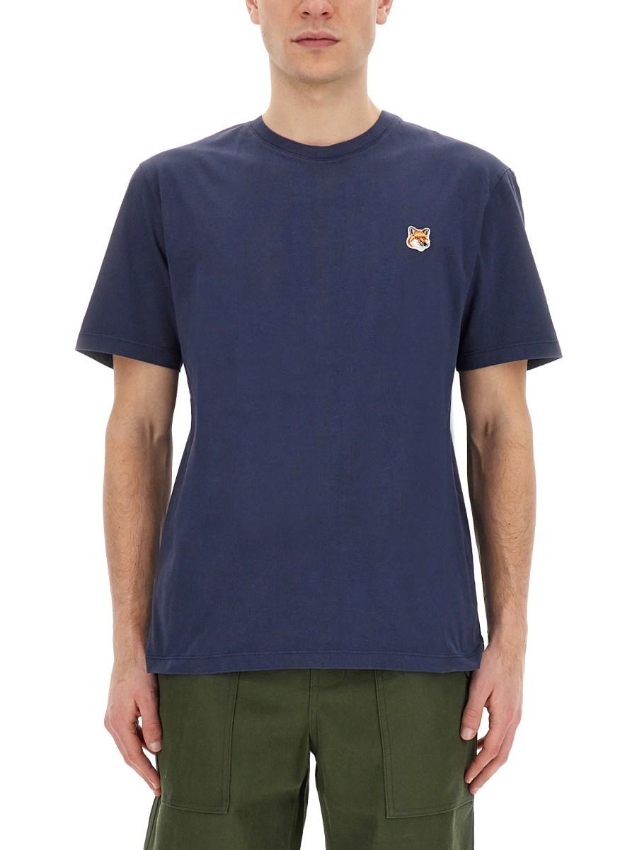 MAISON KITSUNÉ T-SHIRT IN JERSEY DI COTONE CON PATCH FOX