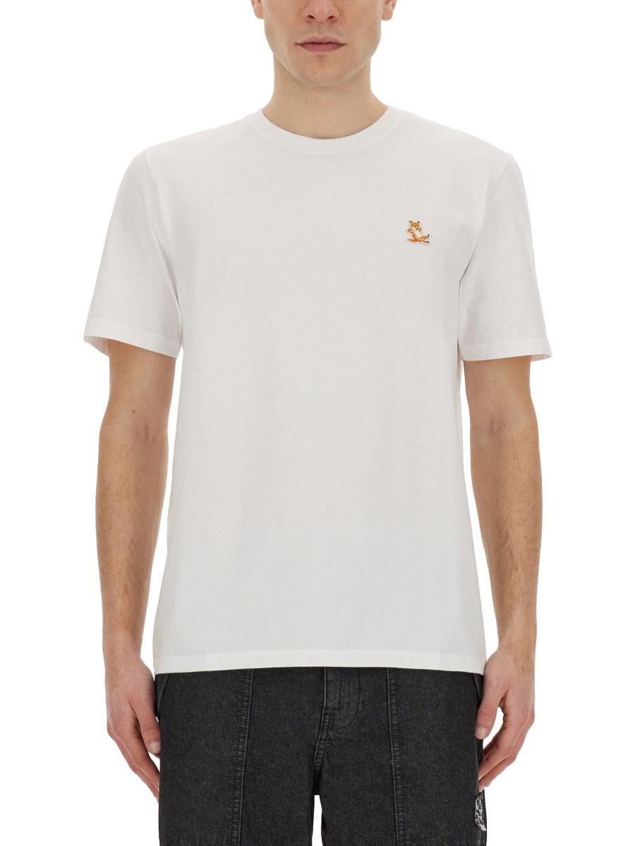 MAISON KITSUNÉ T-SHIRT IN JERSEY DI COTONE CON PATCH FOX