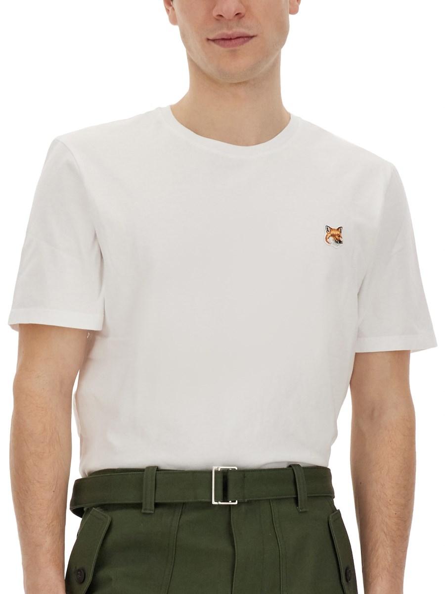 MAISON KITSUNÉ T-SHIRT IN JERSEY DI COTONE CON PATCH FOX