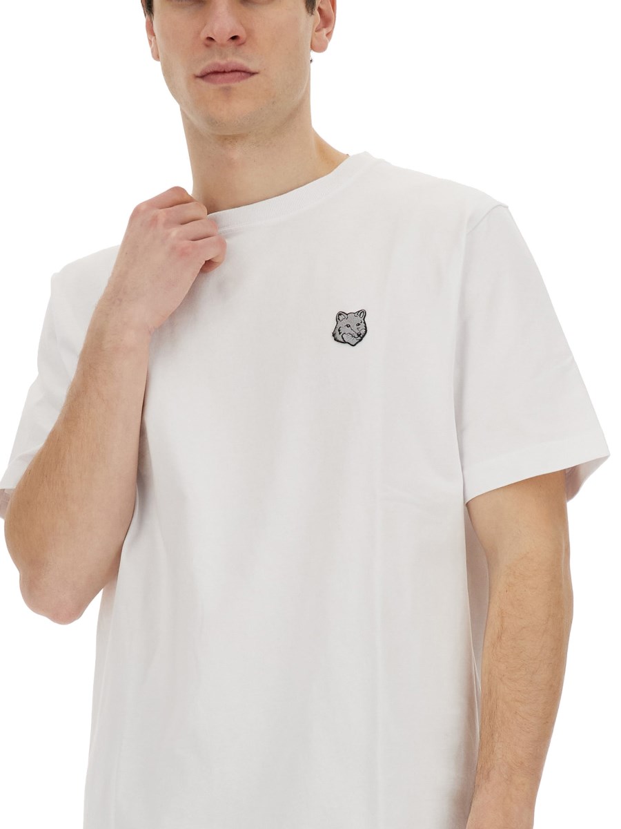 MAISON KITSUNÉ T-SHIRT IN JERSEY DI COTONE CON PATCH FOX