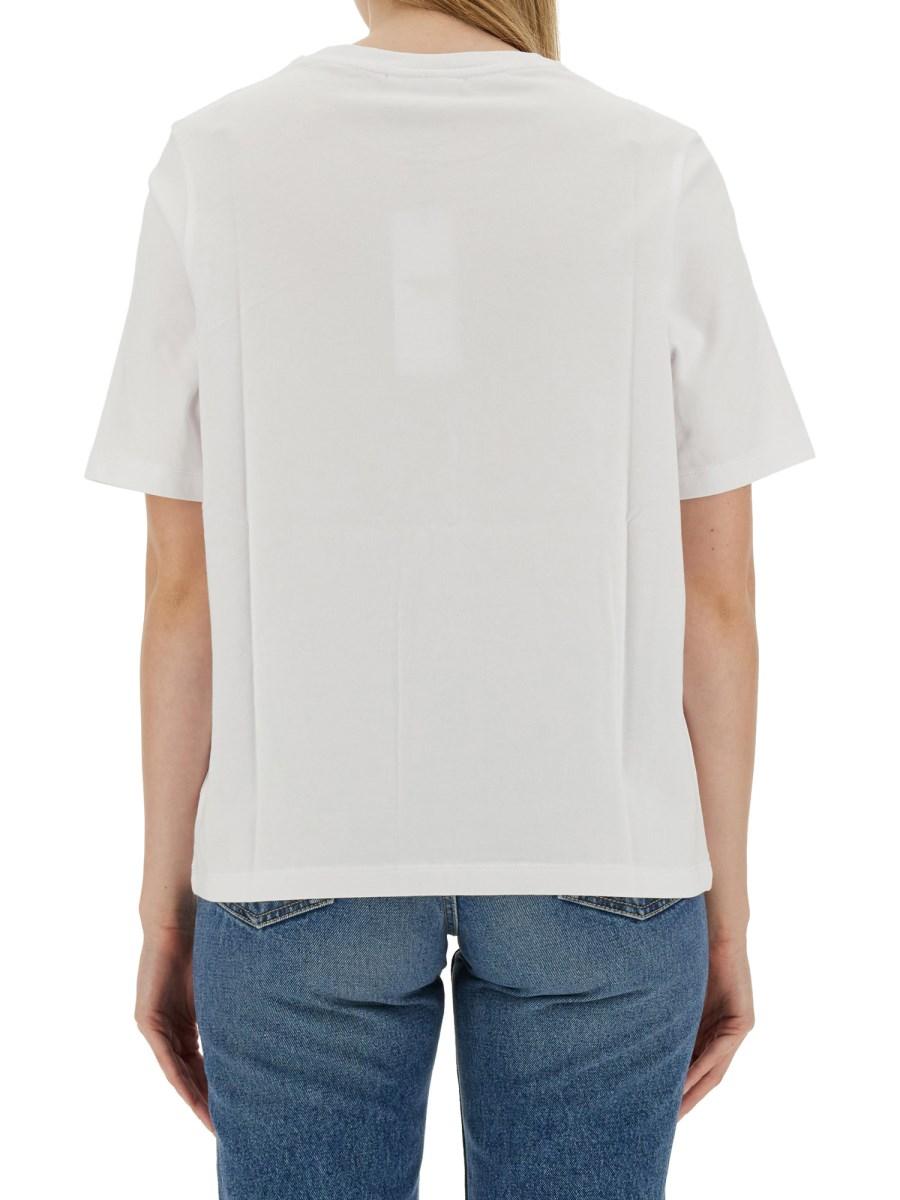MAISON KITSUNÉ T-SHIRT IN JERSEY DI COTONE CON PATCH FOX