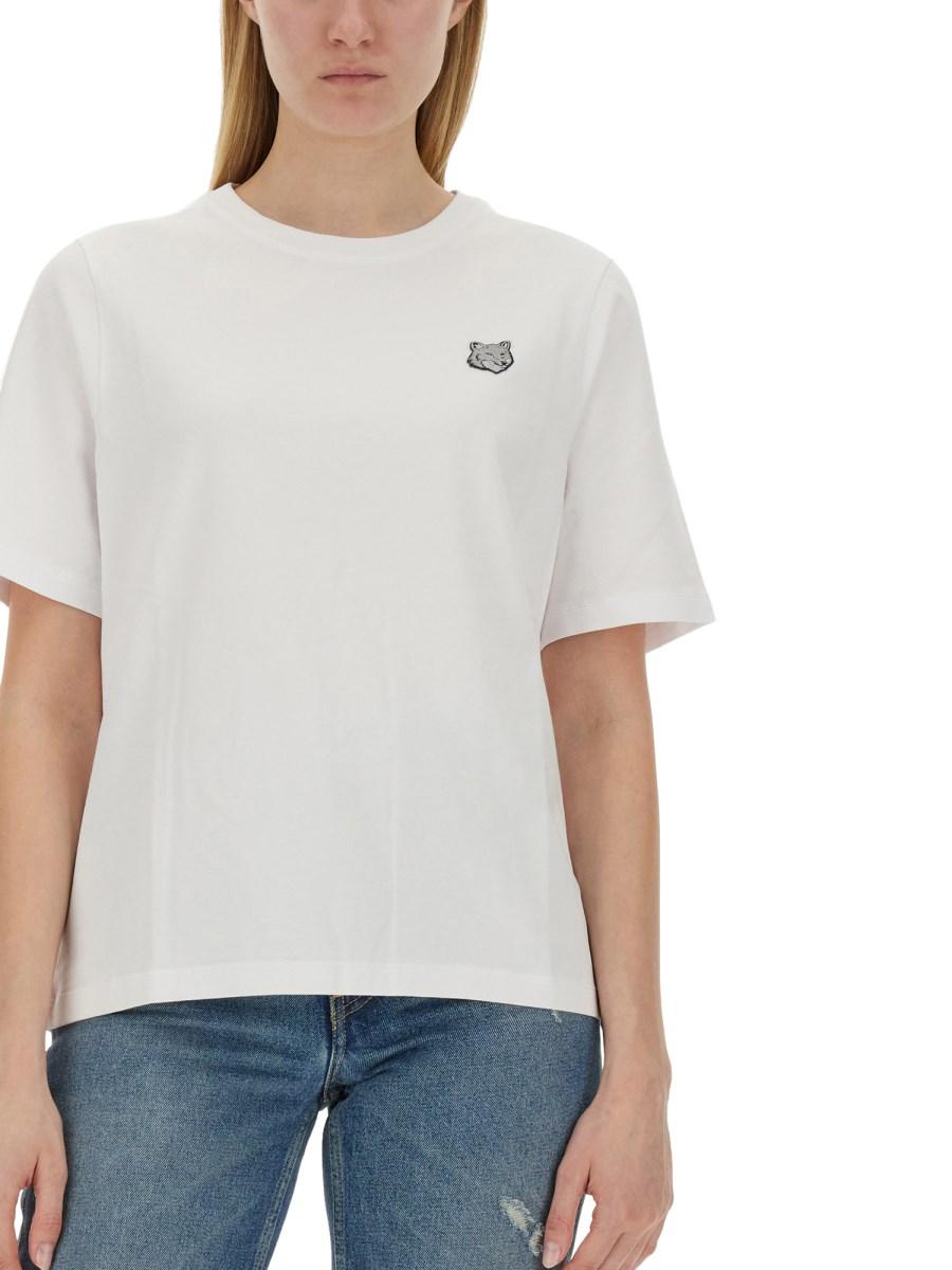 MAISON KITSUNÉ T-SHIRT IN JERSEY DI COTONE CON PATCH FOX