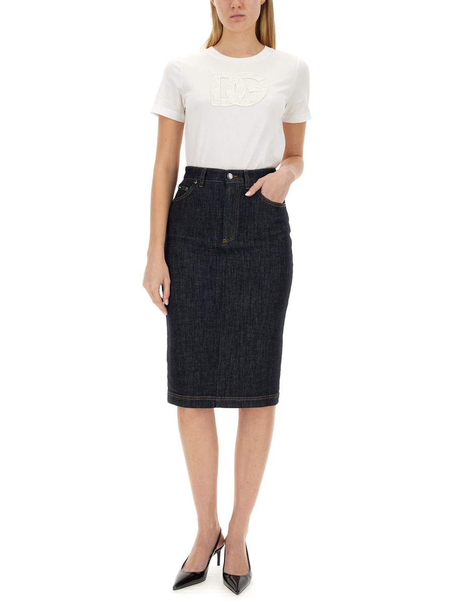 DOLCE & GABBANA T-SHIRT IN JERSEY DI COTONE CON PATCH LOGO