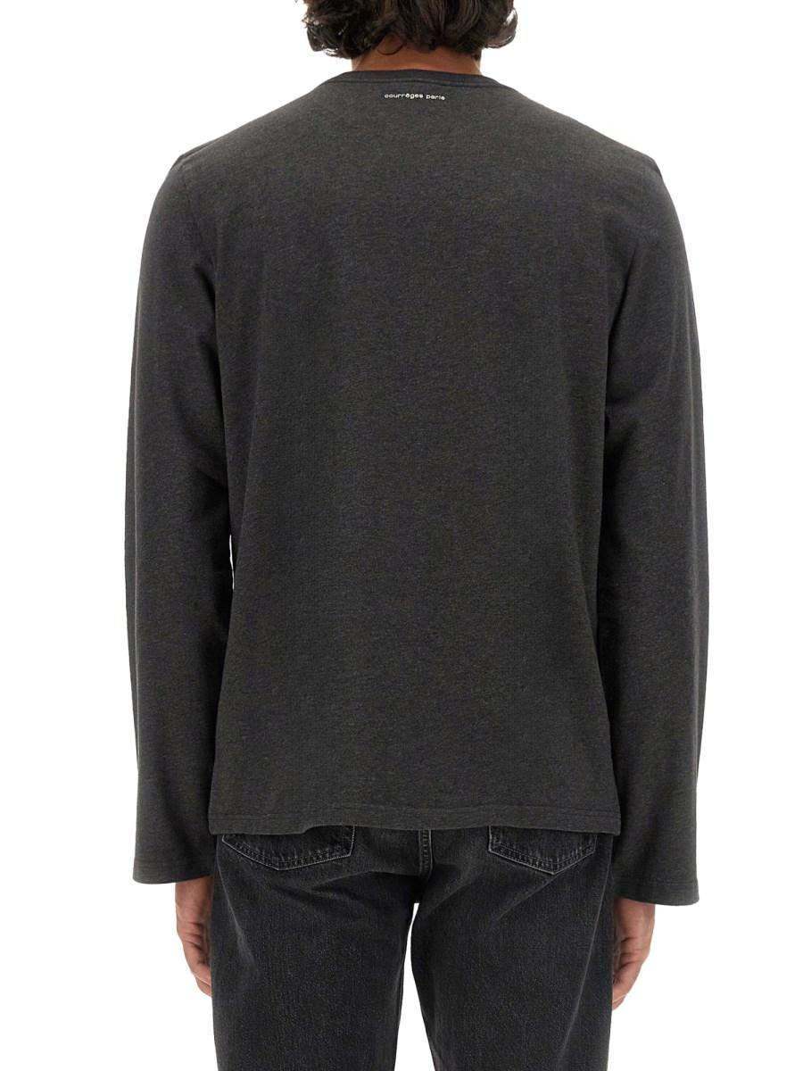 COURREGES T-SHIRT IN JERSEY DI COTONE CON PATCH LOGO