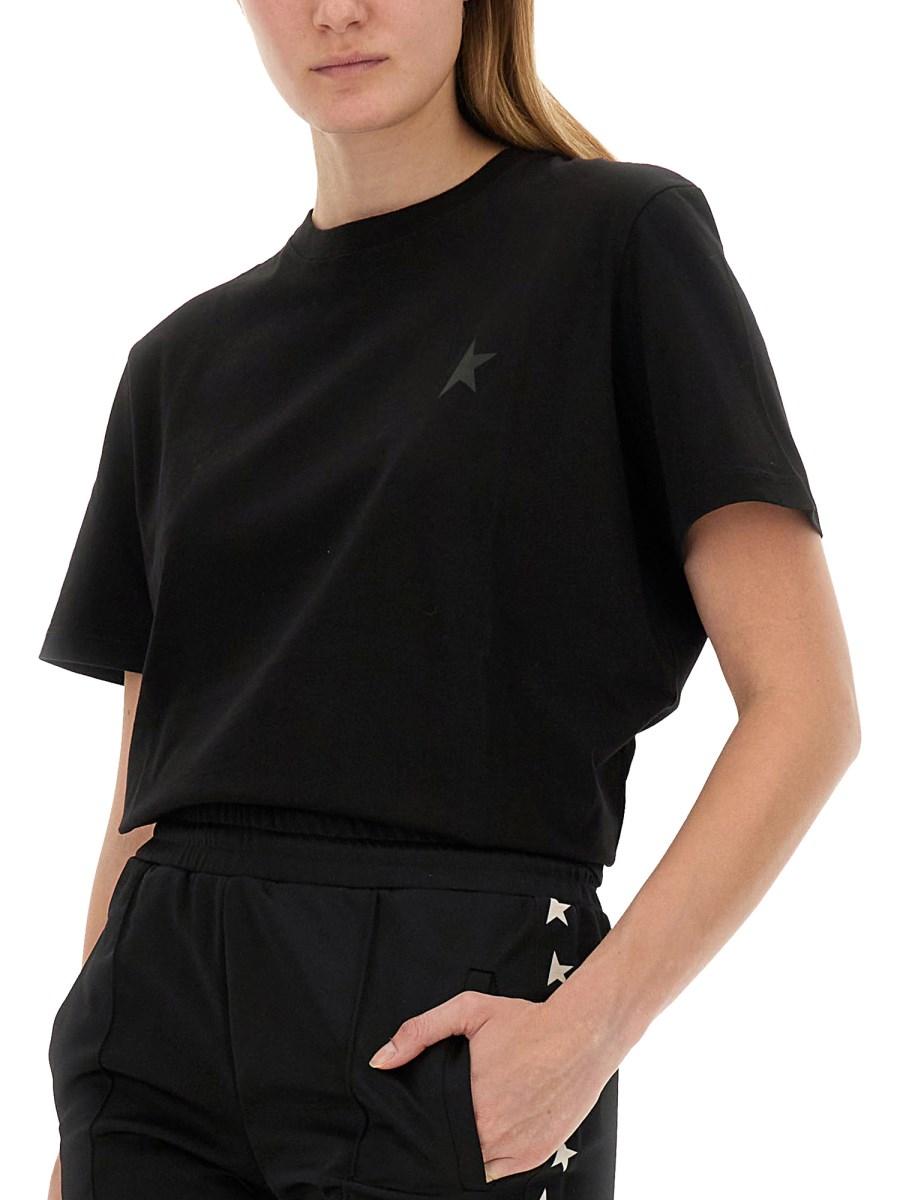 GOLDEN GOOSE T-SHIRT IN JERSEY DI COTONE CON PATCH LOGO