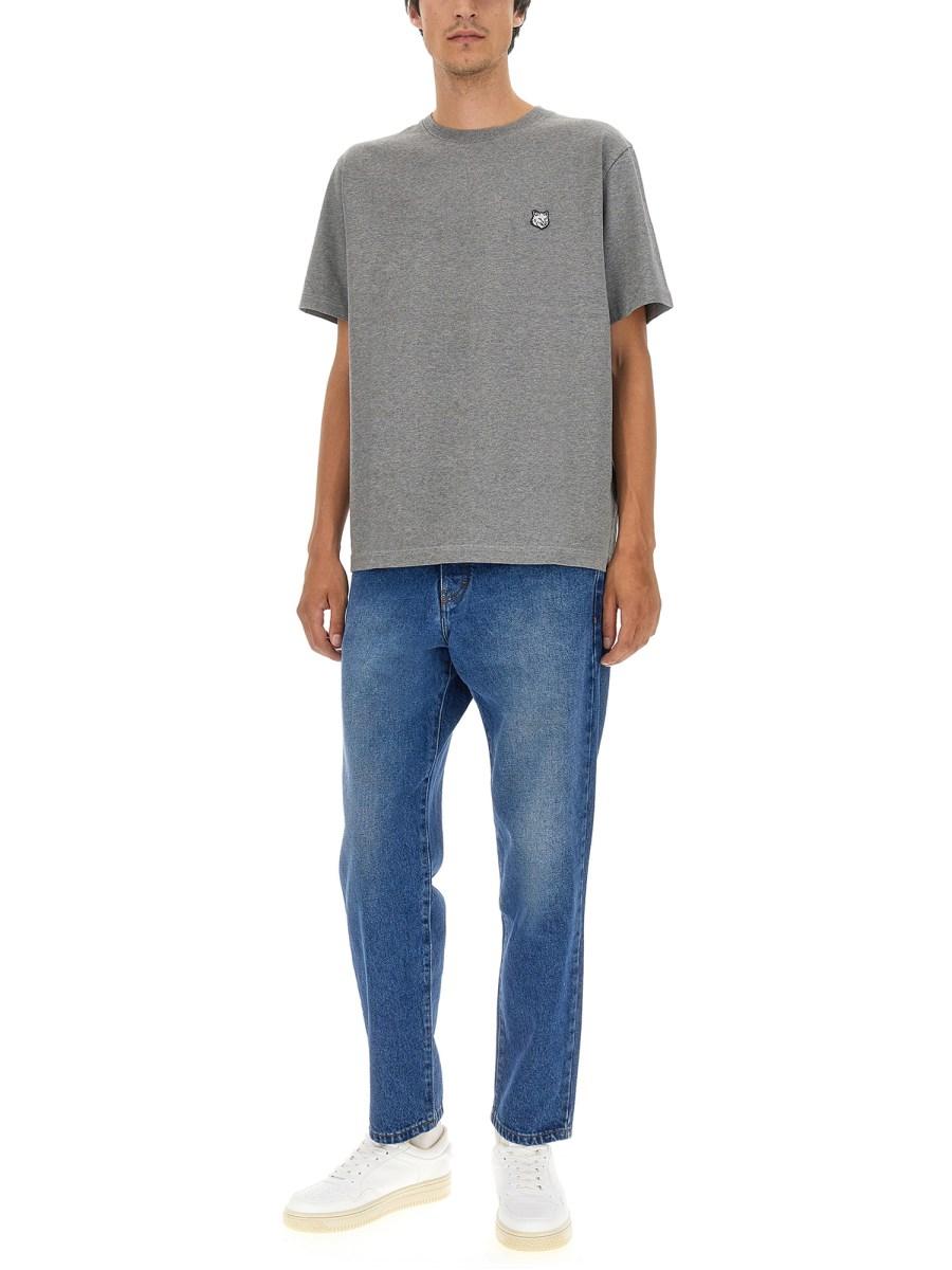 MAISON KITSUNÉ T-SHIRT IN JERSEY DI COTONE CON PATCH LOGO