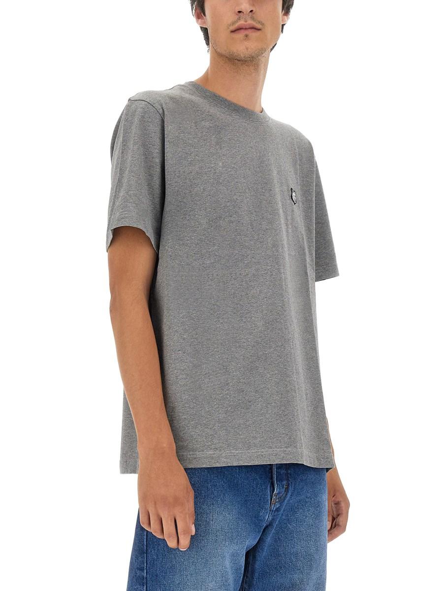 MAISON KITSUNÉ T-SHIRT IN JERSEY DI COTONE CON PATCH LOGO