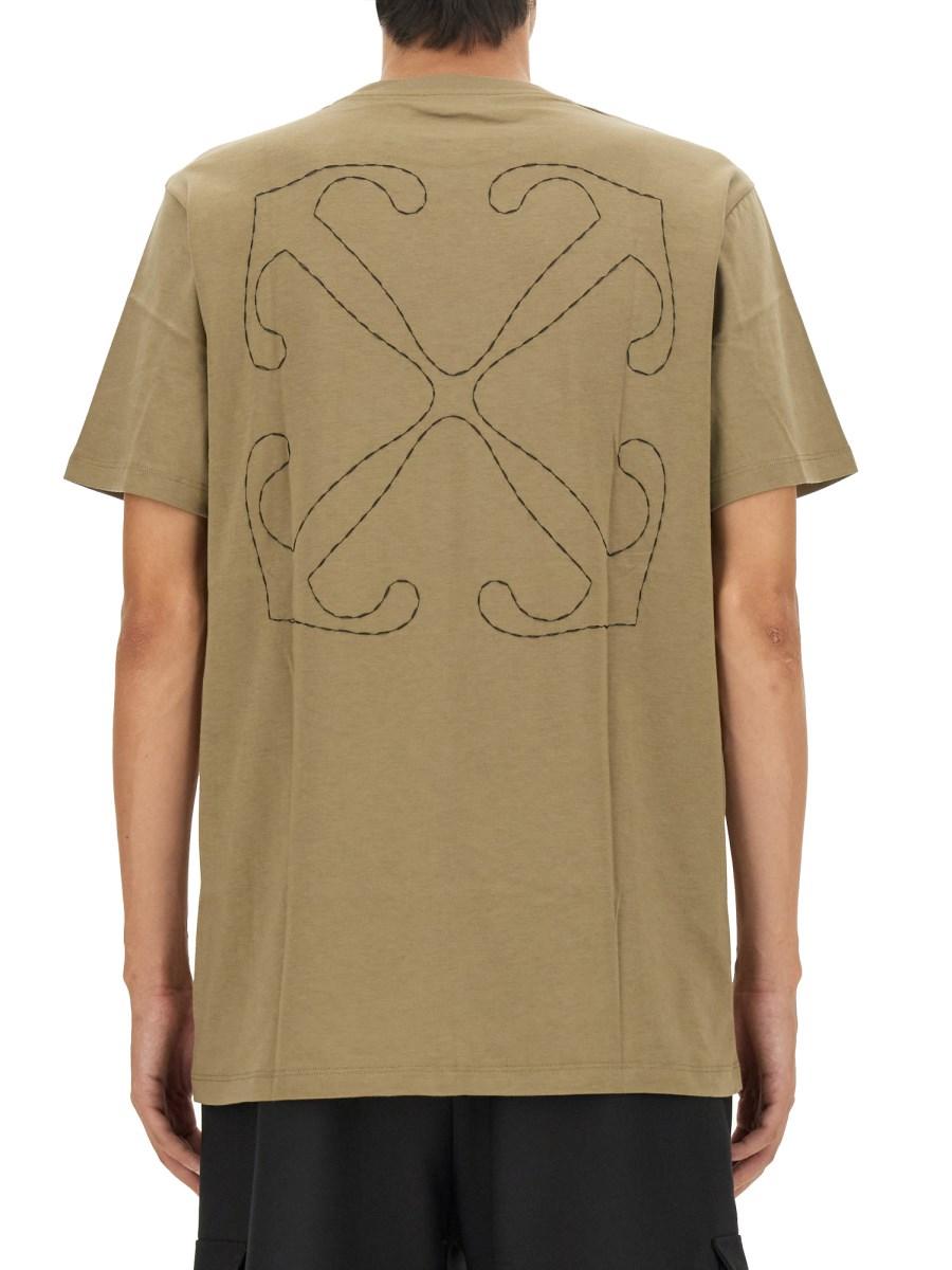 OFF-WHITE T-SHIRT IN JERSEY DI COTONE CON RICAMO ARROW