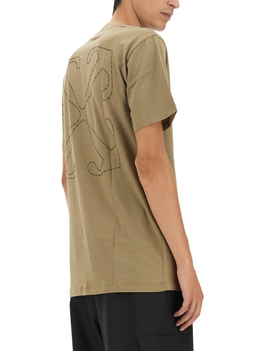 OFF-WHITE T-SHIRT IN JERSEY DI COTONE CON RICAMO ARROW