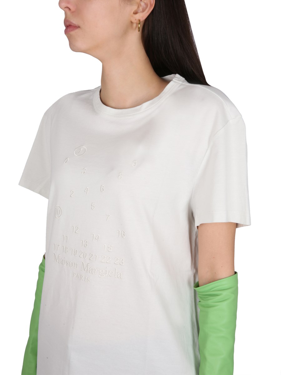 MAISON MARGIELA T-SHIRT IN JERSEY DI COTONE CON RICAMO LOGO