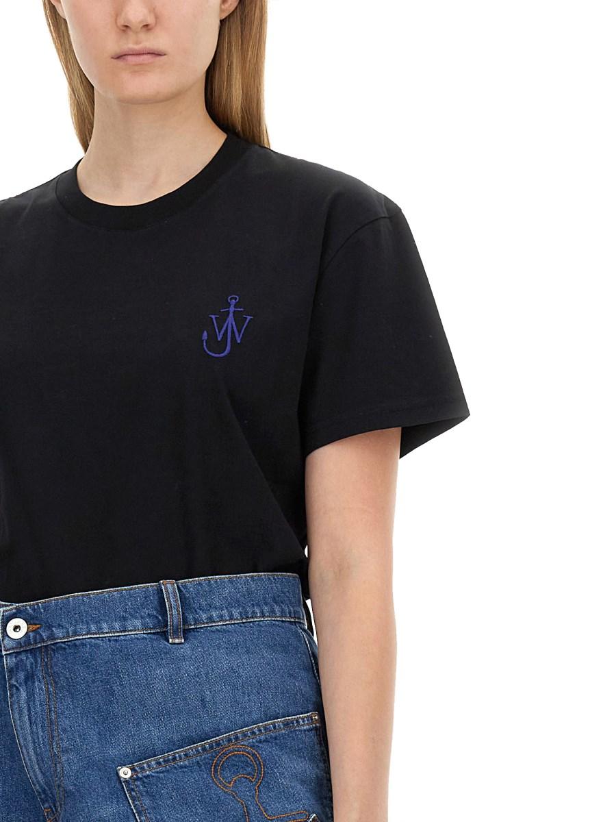 JW ANDERSON T-SHIRT IN JERSEY DI COTONE CON RICAMO LOGO
