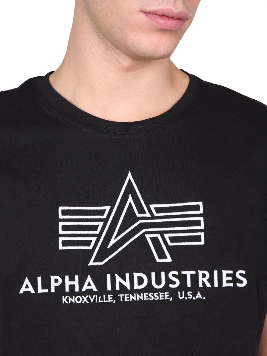 ALPHA INDUSTRIES T-SHIRT IN JERSEY DI COTONE CON RICAMO LOGO