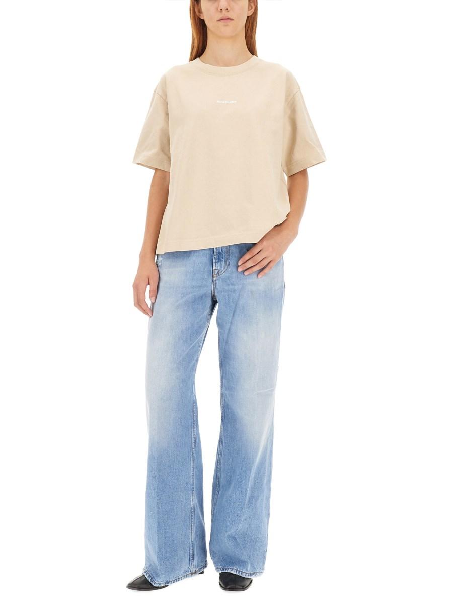 ACNE STUDIOS T-SHIRT IN JERSEY DI COTONE CON RICAMO LOGO