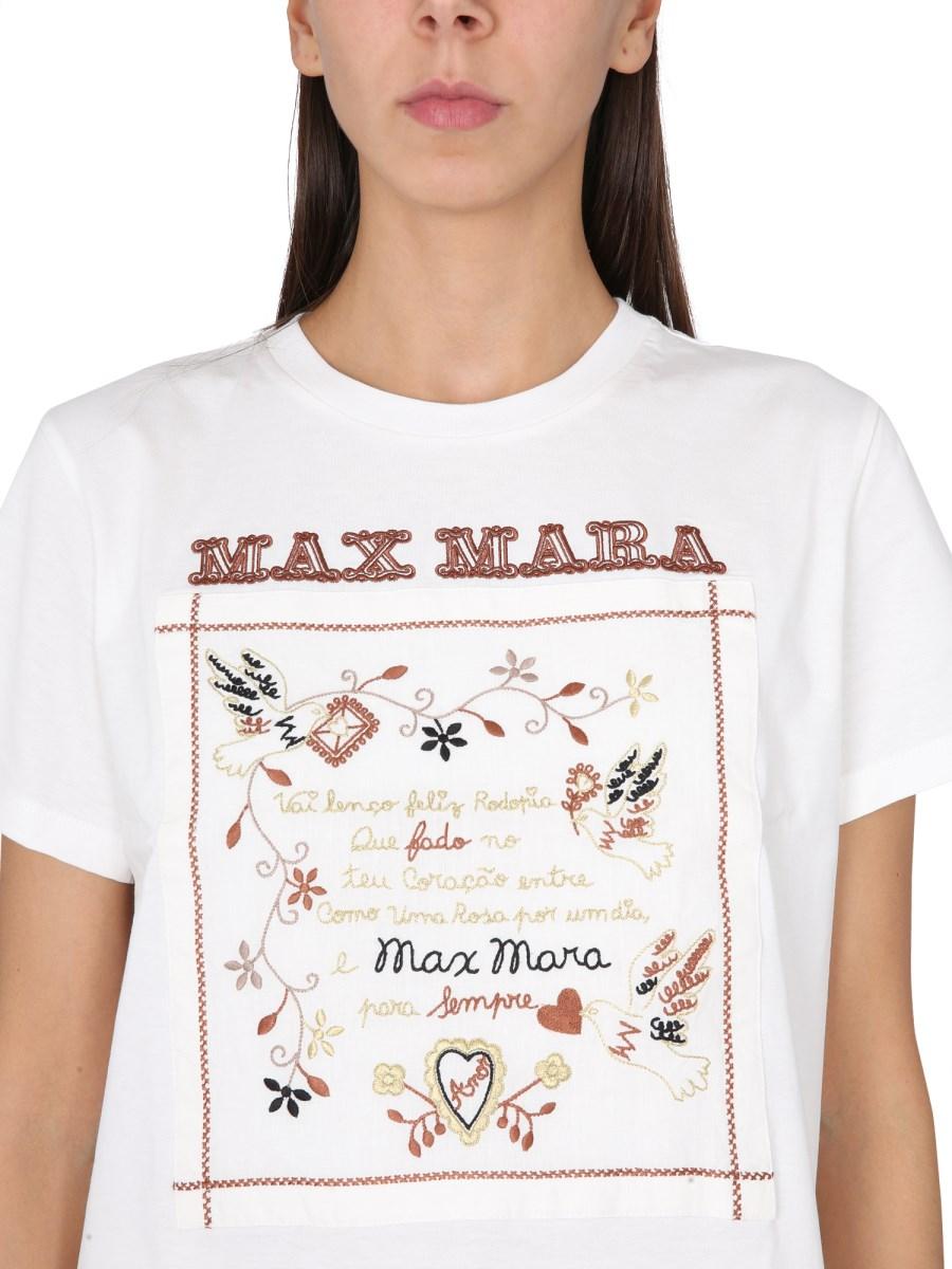 MAX MARA T-SHIRT IN JERSEY DI COTONE CON RICAMO LOGO
