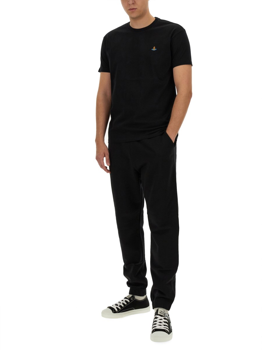VIVIENNE WESTWOOD T-SHIRT IN JERSEY DI COTONE CON RICAMO ORB