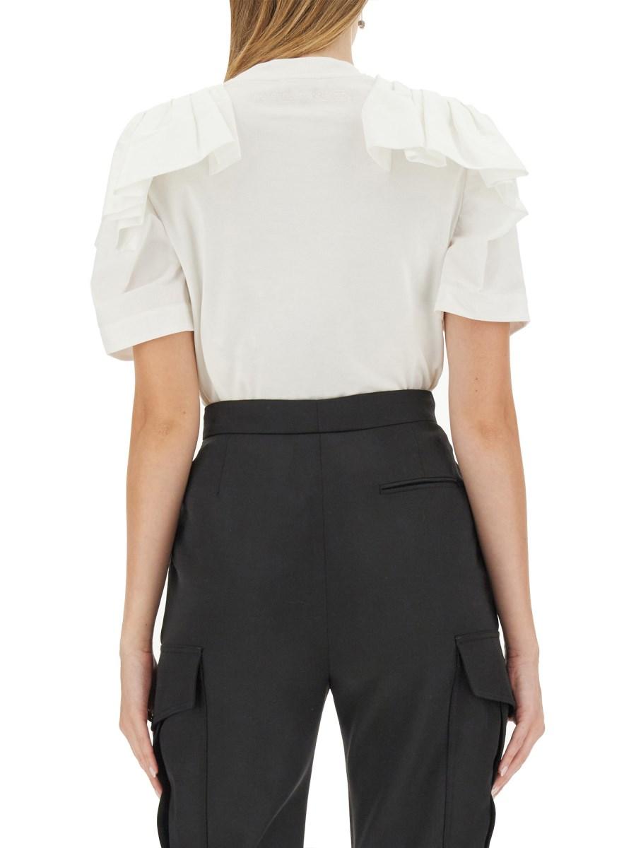 ALEXANDER McQUEEN T-SHIRT IN JERSEY DI COTONE CON RUCHES