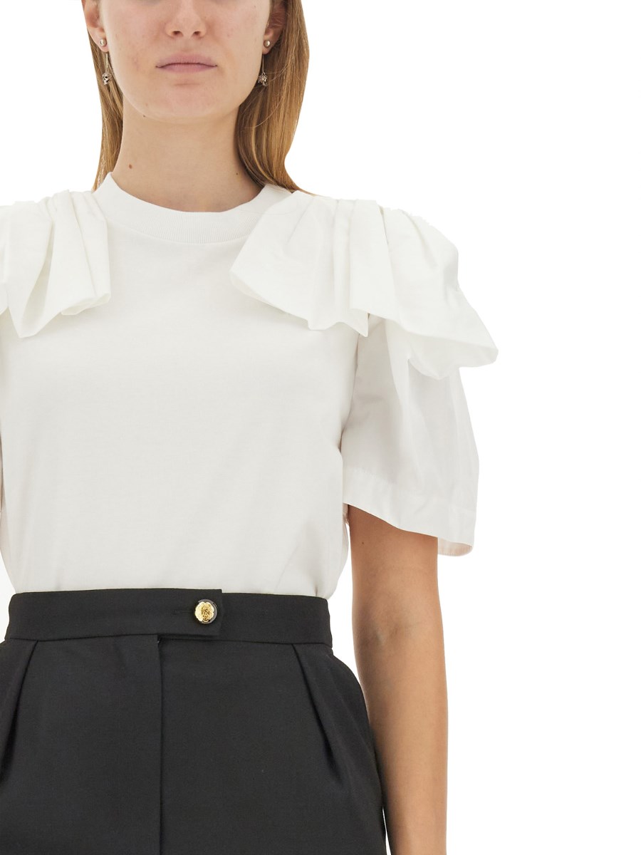 ALEXANDER McQUEEN T-SHIRT IN JERSEY DI COTONE CON RUCHES