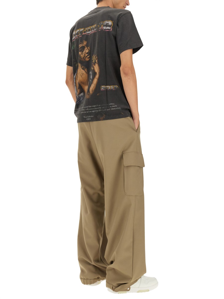 OFF-WHITE T-SHIRT IN JERSEY DI COTONE CON STAMPA BACCHIUS