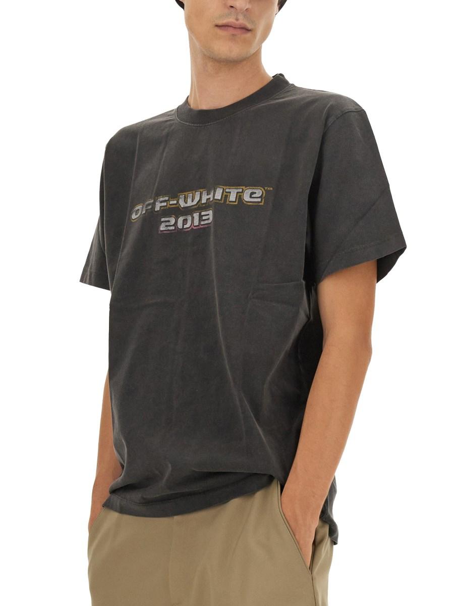OFF-WHITE T-SHIRT IN JERSEY DI COTONE CON STAMPA BACCHIUS