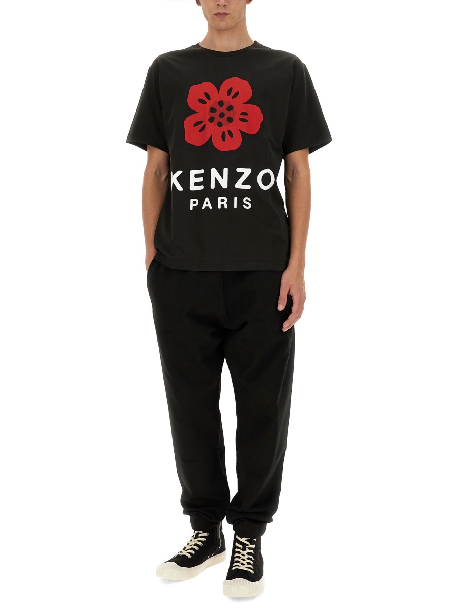 KENZO T-SHIRT IN JERSEY DI COTONE CON STAMPA BOKE FLOWER