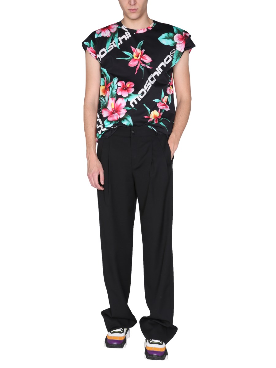 MOSCHINO T-SHIRT IN JERSEY DI COTONE CON STAMPA FLOREALE