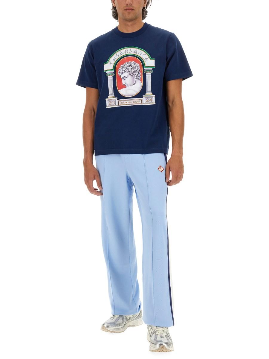 CASABLANCA T-SHIRT IN JERSEY DI COTONE CON STAMPA LA MEDAILLE