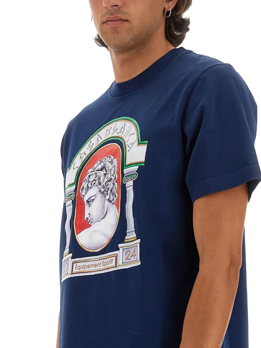 CASABLANCA T-SHIRT IN JERSEY DI COTONE CON STAMPA LA MEDAILLE