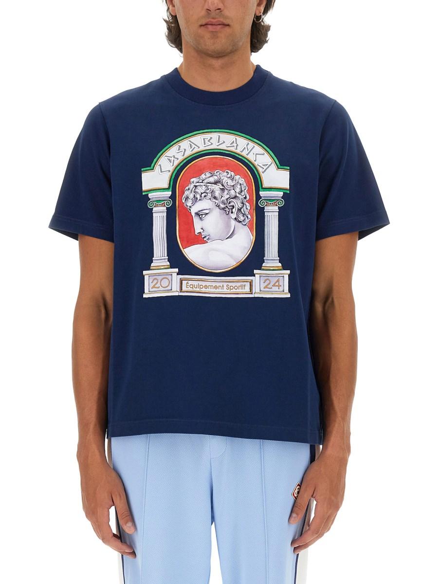 CASABLANCA T-SHIRT IN JERSEY DI COTONE CON STAMPA LA MEDAILLE