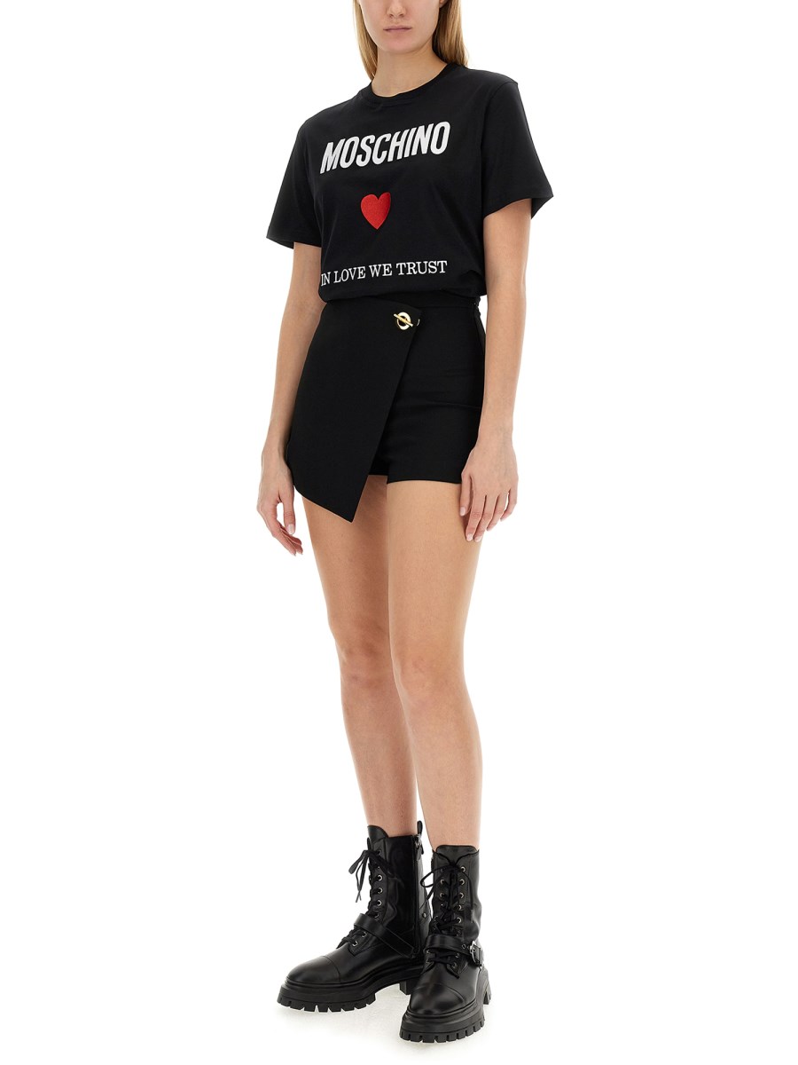 MOSCHINO T-SHIRT IN JERSEY DI COTONE CON STAMPA LOGO
