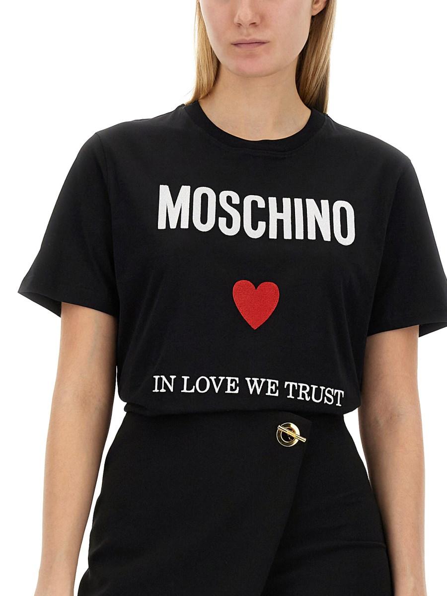 MOSCHINO T-SHIRT IN JERSEY DI COTONE CON STAMPA LOGO