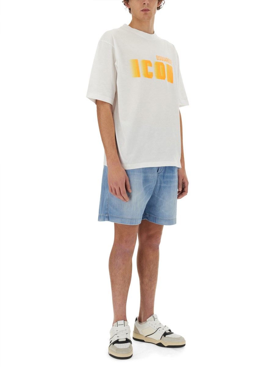 DSQUARED T-SHIRT IN JERSEY DI COTONE CON STAMPA LOGO