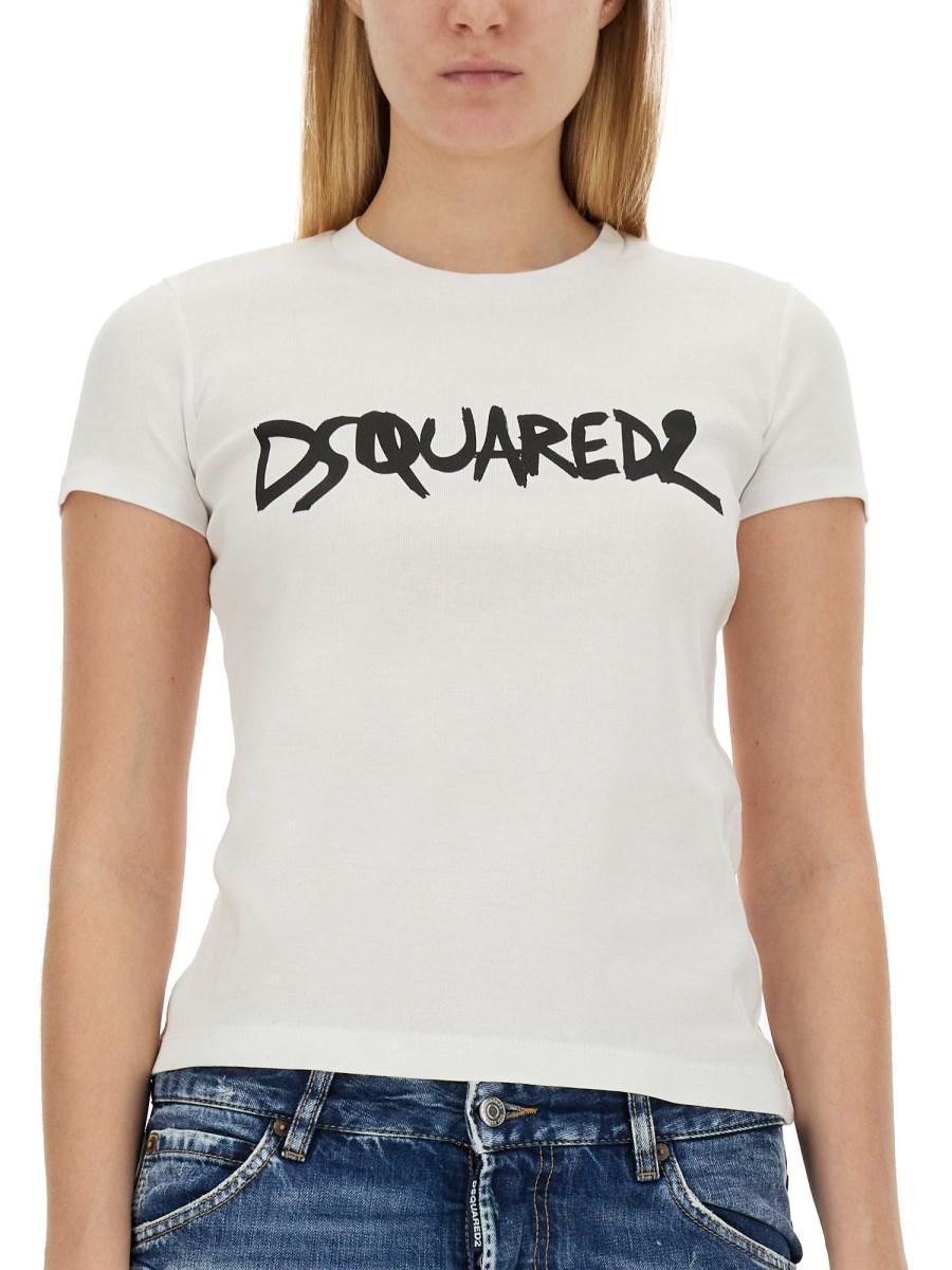 DSQUARED T-SHIRT IN JERSEY DI COTONE CON STAMPA LOGO