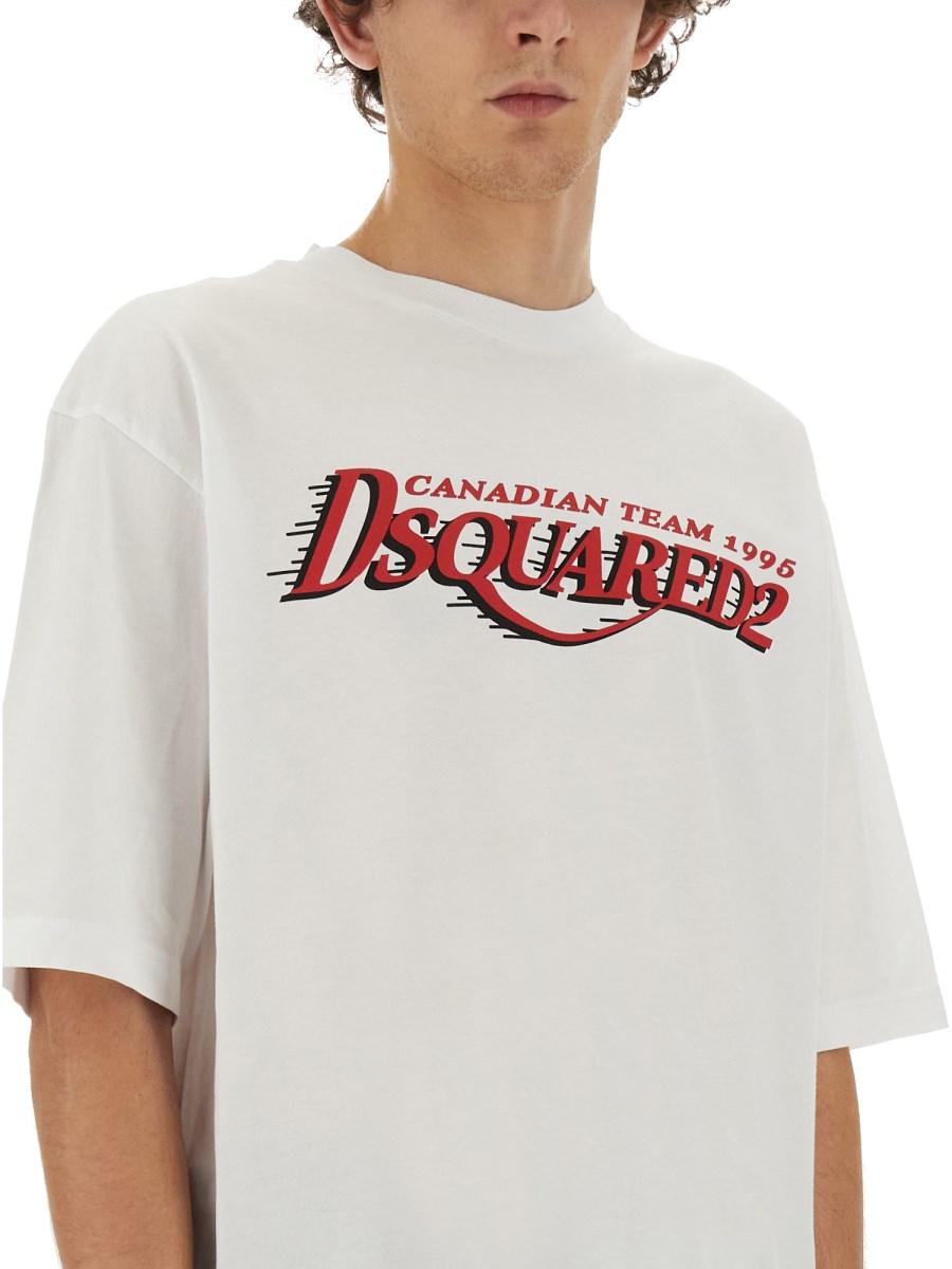 DSQUARED T-SHIRT IN JERSEY DI COTONE CON STAMPA LOGO