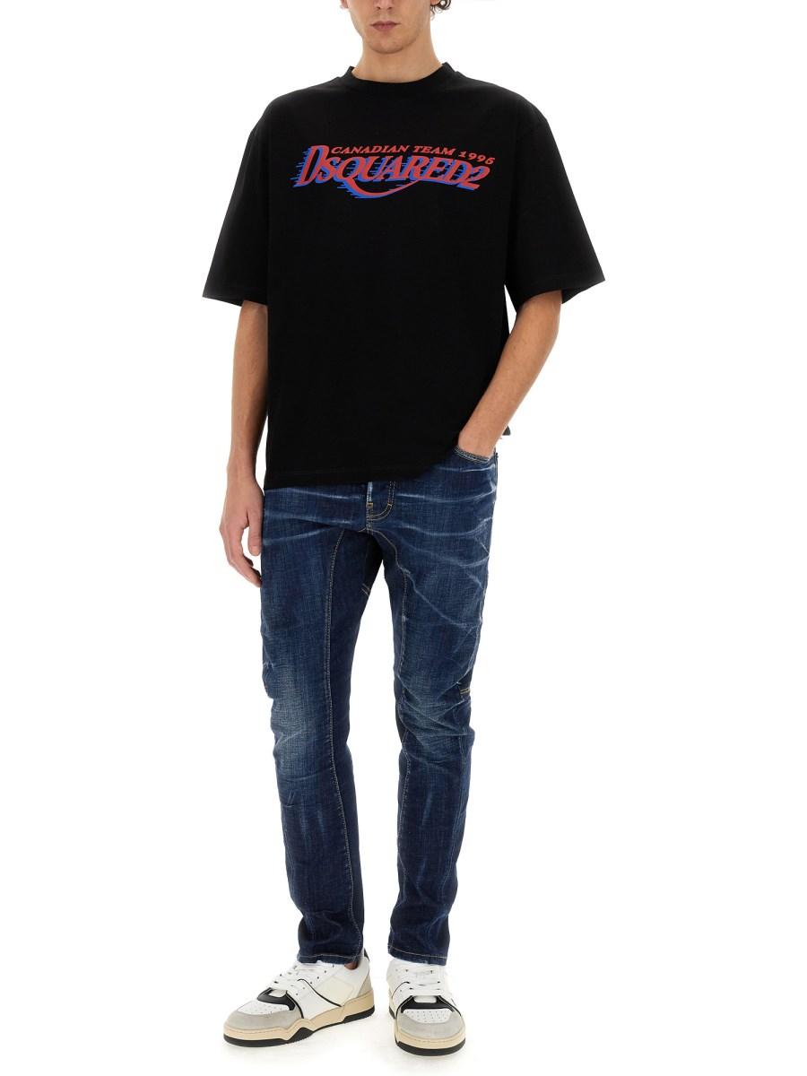 DSQUARED T-SHIRT IN JERSEY DI COTONE CON STAMPA LOGO