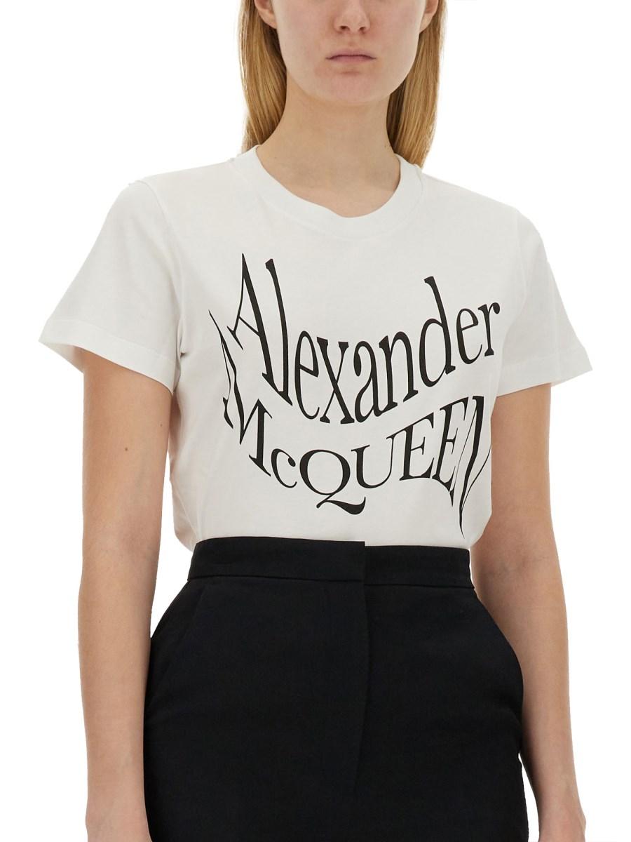 ALEXANDER McQUEEN T-SHIRT IN JERSEY DI COTONE CON STAMPA LOGO