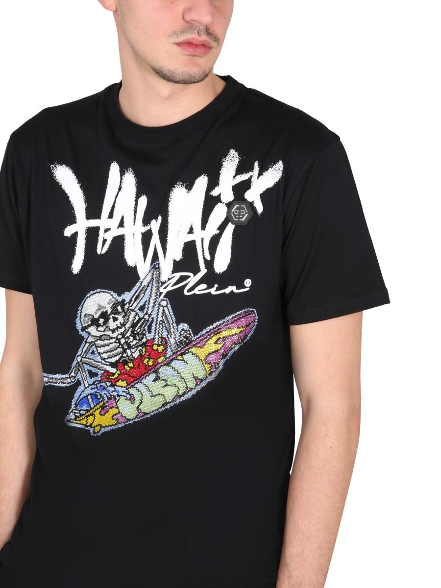 PHILIPP PLEIN T-SHIRT IN JERSEY DI COTONE CON STAMPA LOGO