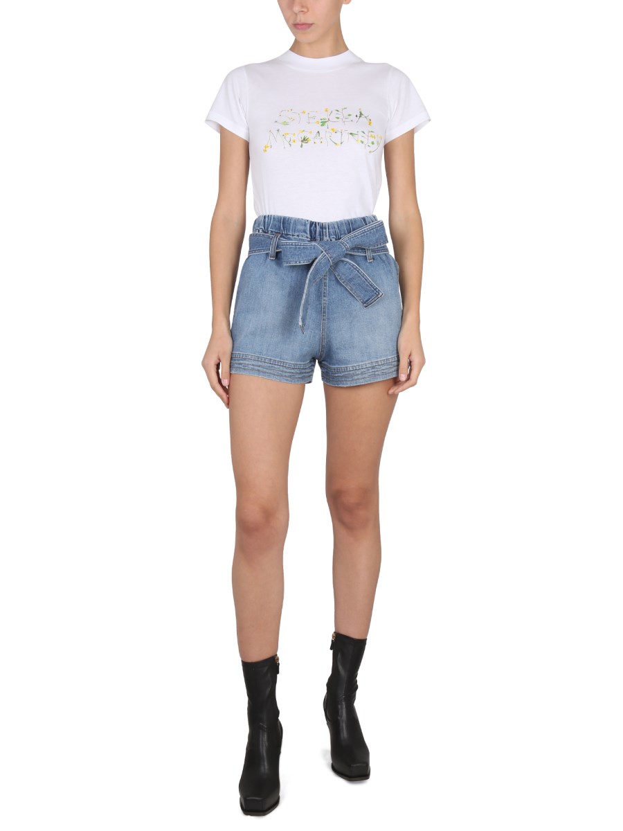 STELLA McCARTNEY T-SHIRT IN JERSEY DI COTONE CON STAMPA LOGO