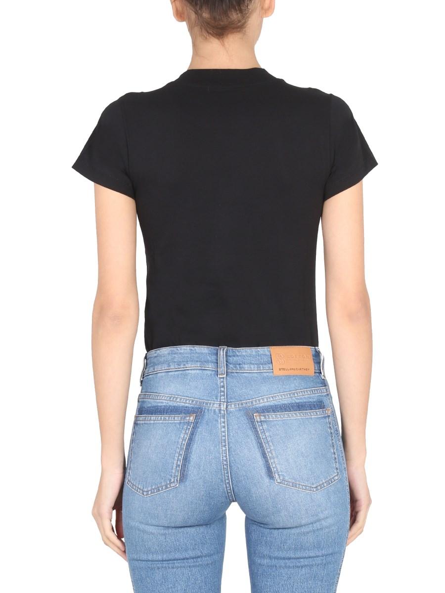 STELLA McCARTNEY T-SHIRT IN JERSEY DI COTONE CON STAMPA LOGO