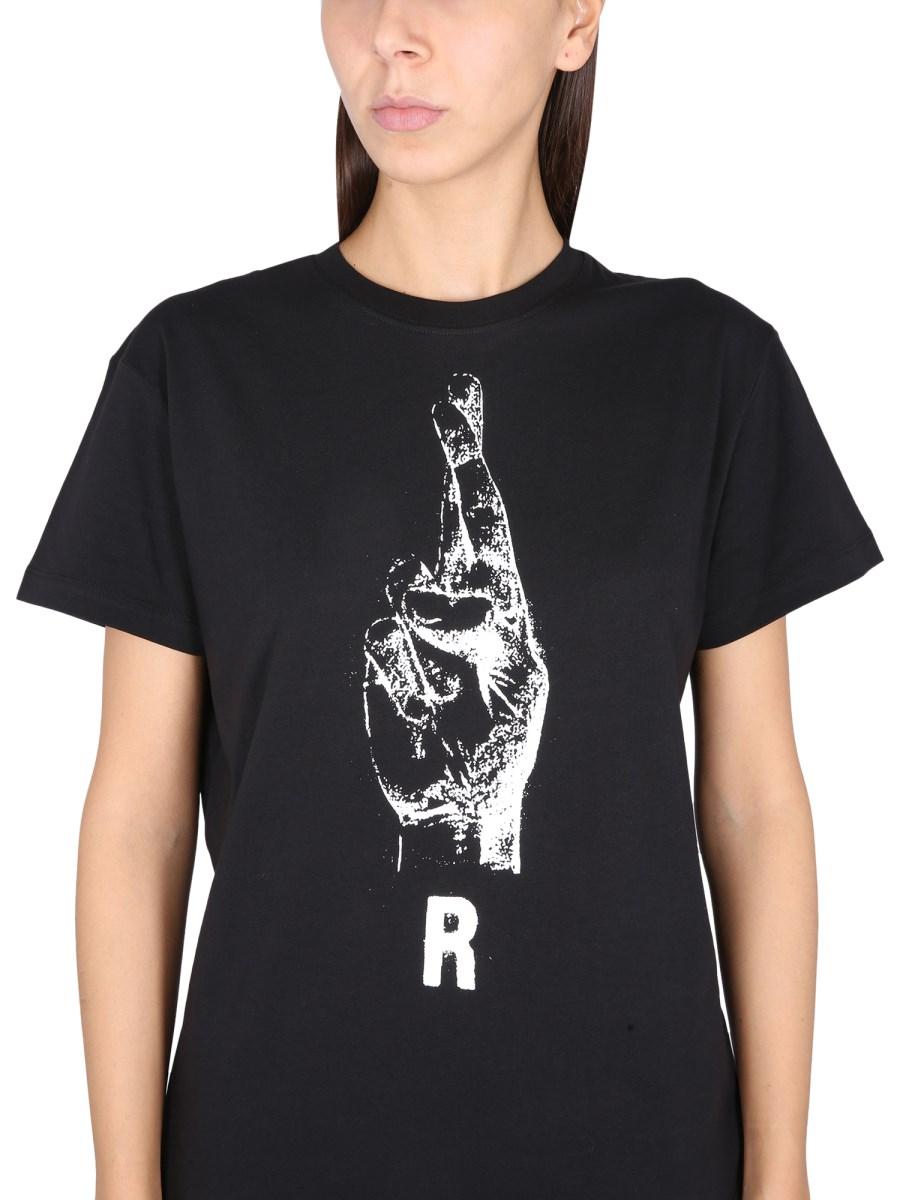 RAF SIMONS T-SHIRT IN JERSEY DI COTONE CON STAMPA LOGO