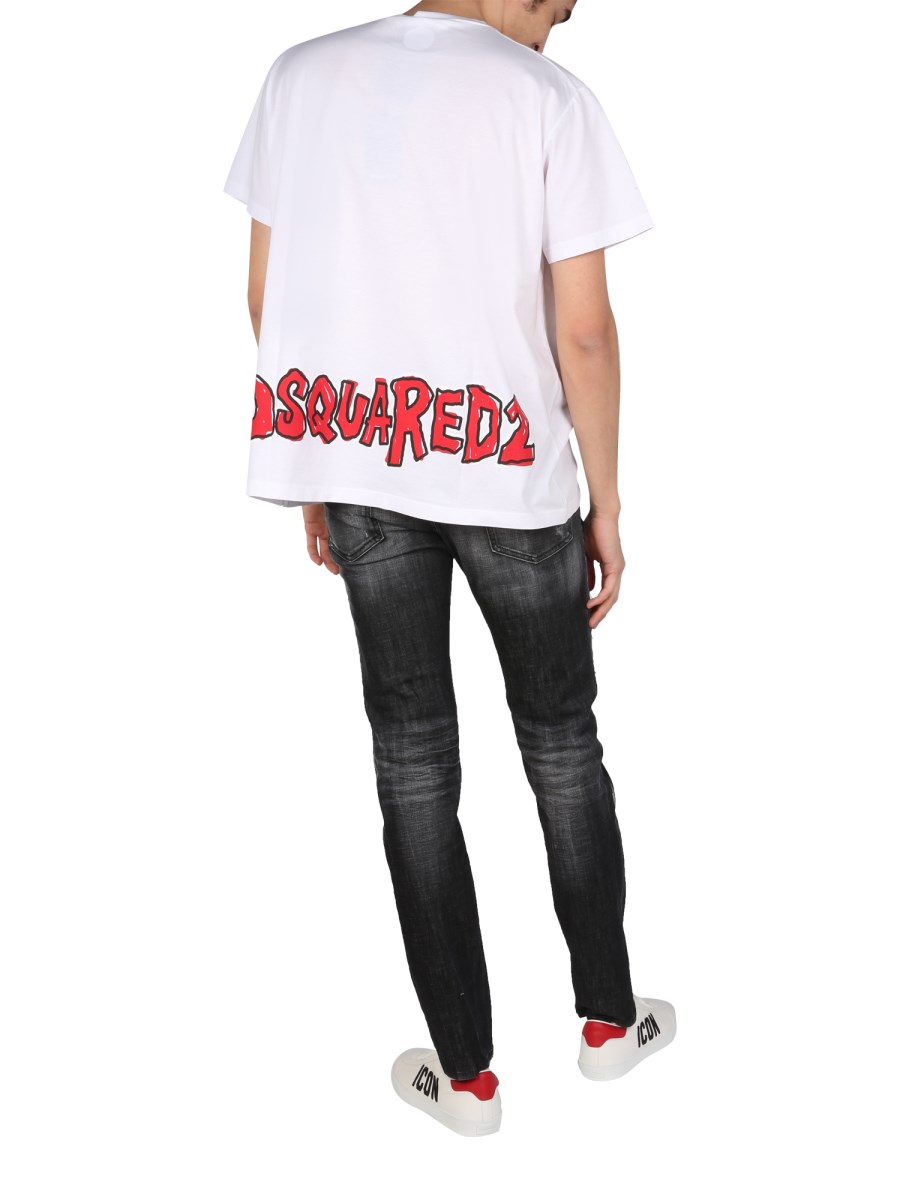 DSQUARED T-SHIRT IN JERSEY DI COTONE CON STAMPA LOGO