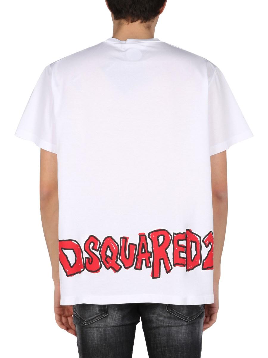 DSQUARED T-SHIRT IN JERSEY DI COTONE CON STAMPA LOGO