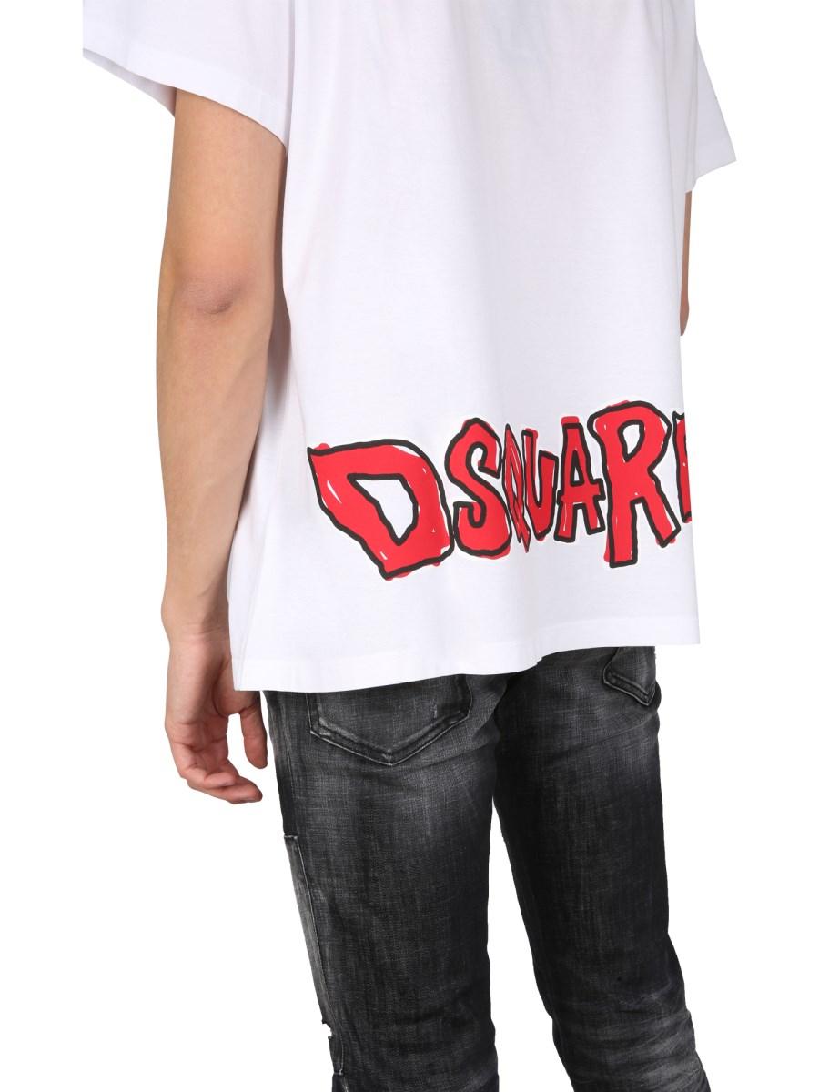 DSQUARED T-SHIRT IN JERSEY DI COTONE CON STAMPA LOGO