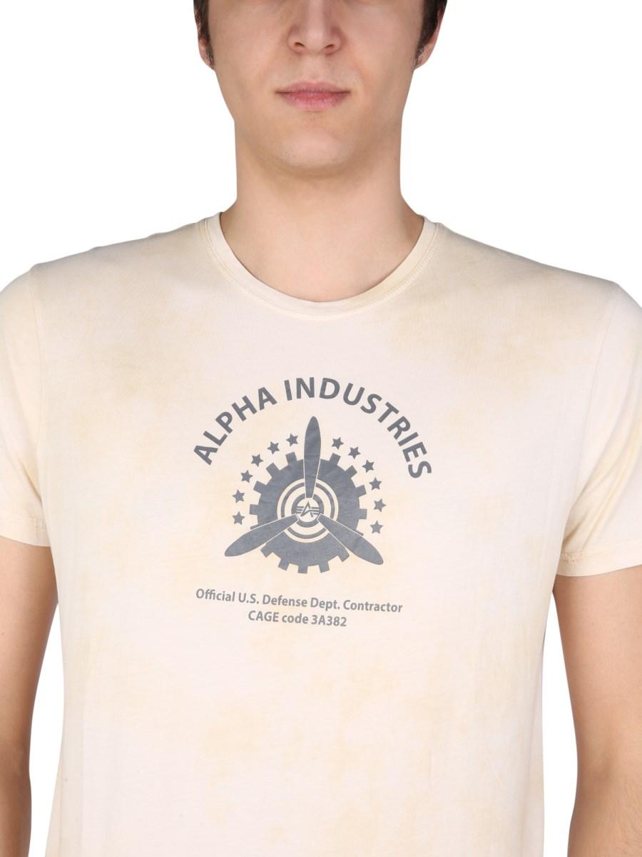 ALPHA INDUSTRIES T-SHIRT IN JERSEY DI COTONE CON STAMPA LOGO