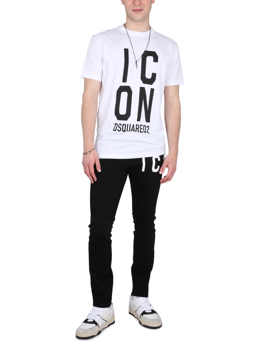 DSQUARED T-SHIRT IN JERSEY DI COTONE CON STAMPA LOGO