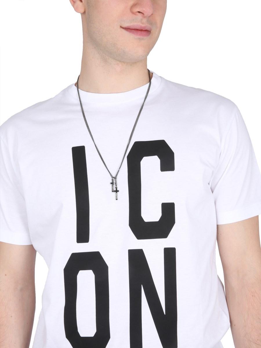 DSQUARED T-SHIRT IN JERSEY DI COTONE CON STAMPA LOGO
